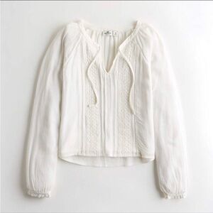 Hollister Tie Front Peasant Top